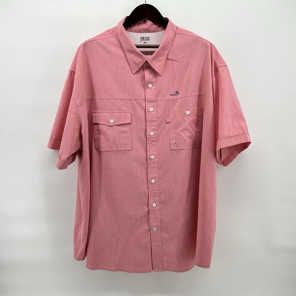 IZOD Saltwater Fishing Shirt Mens 4XB Coral Vented Button Up Coastal Big Tall